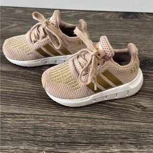 Adidas Tan and Gold Baby Sneakers/tennis shoes 5c
